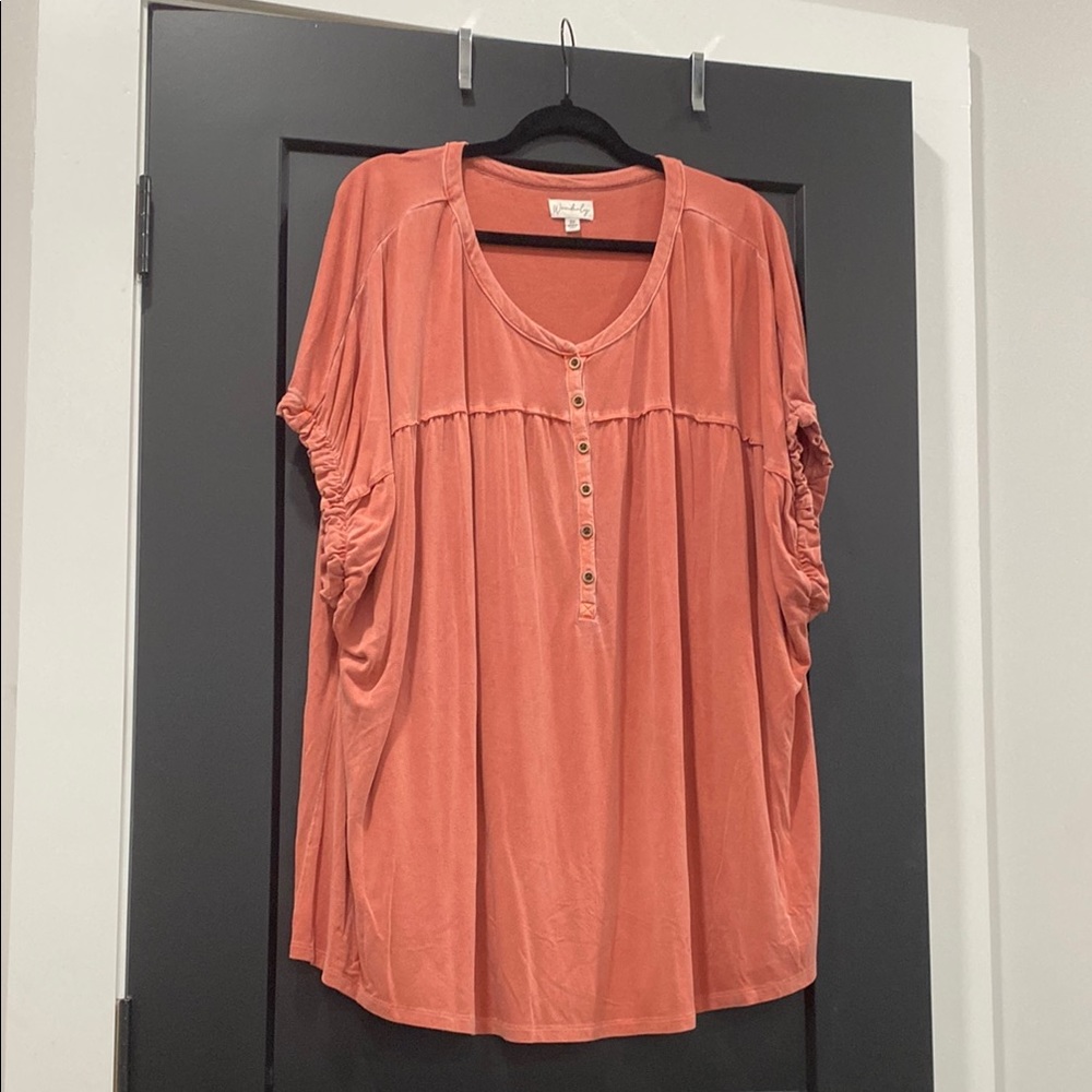 Wonderly Orange Oversized Buttoned Blouse